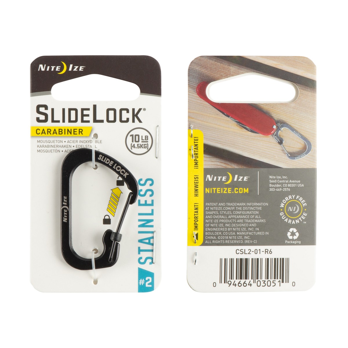 Details about   Nite Ize SlideLock Carabiner #2 Black Stainless Steel Locking Carabiner 12-Pack 