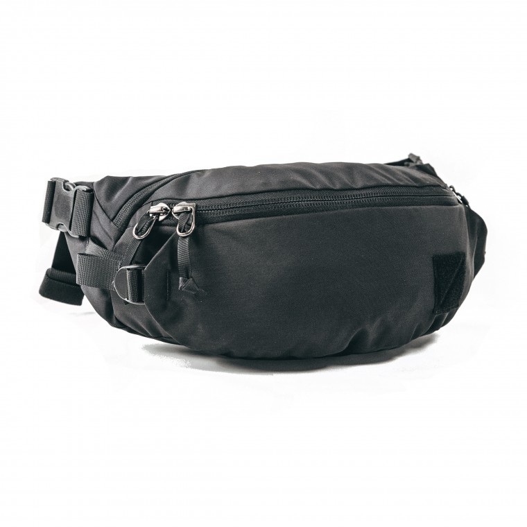 S size Men's black durable fanny pack horizontal waist bag fit 3.5" cell phone 
