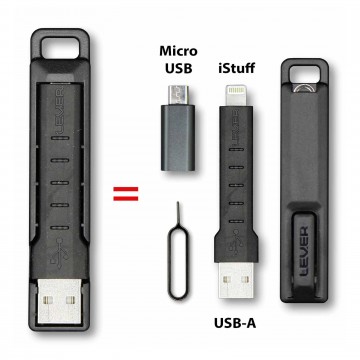 CableKit:  CableKit on ultrakannettava USB tai iPhone lataus- ja datakaapeli, jonka mukana tulee haluamasi adapteri muille...