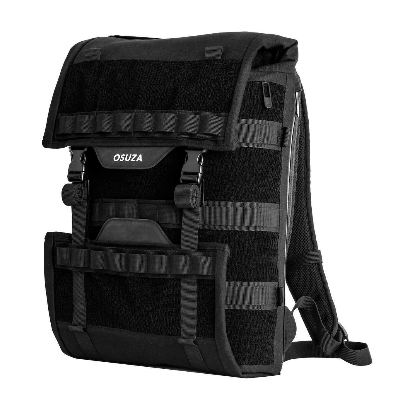 Black technical canvas backpack