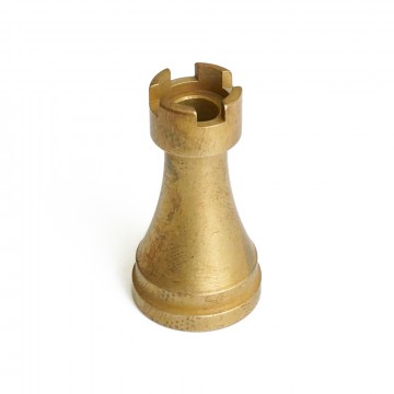 Rook Bead Brass:  The Rook bead is designed just like the chess piece. The recessed end keeps the weight down and hides the knot....